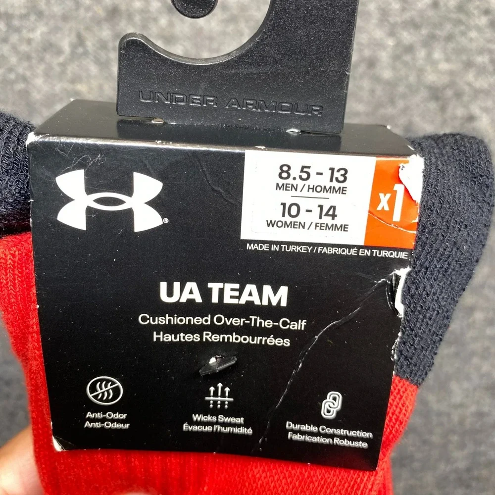 Under Armour UA Team Over The Calf Socks Red Mens 8.5-13 Athletic 1367822-600